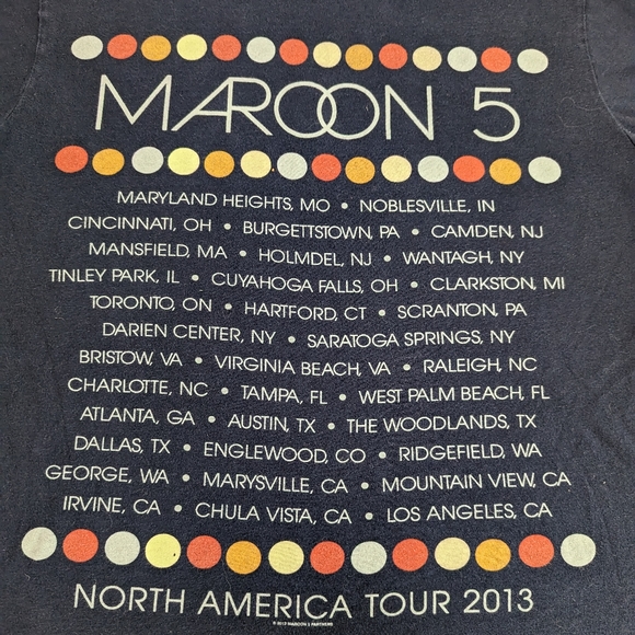 Maroon 5 01 Vintage North American Tour 2013 - Concert Cities/States Back Small - Picture 2 of 7